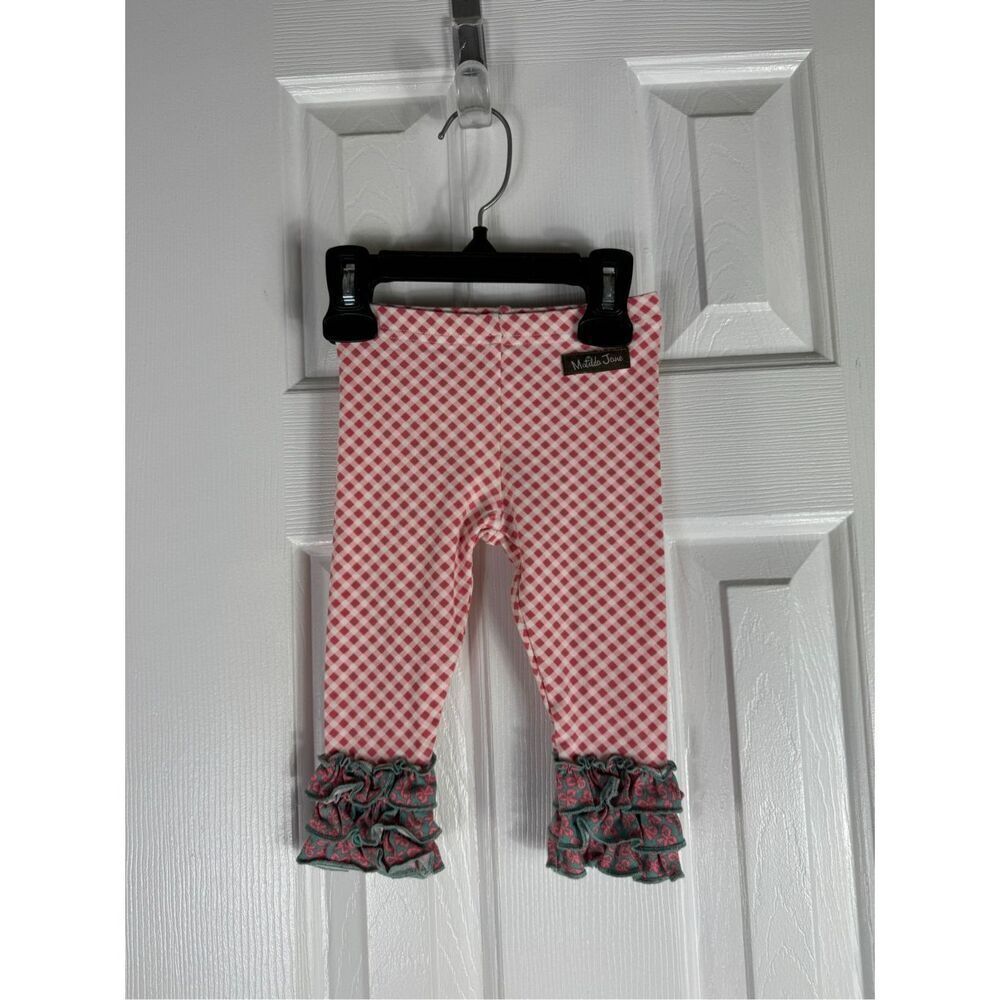 Matilda Jane Girls Pink Gingham Check Ruffle Pants 6/12m
